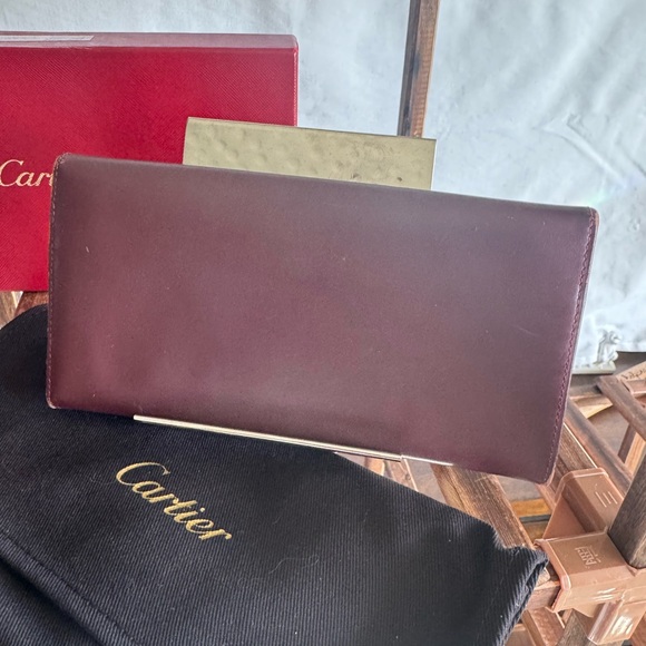 Cartier burgundy, leather wallet-unisex - Picture 2 of 4